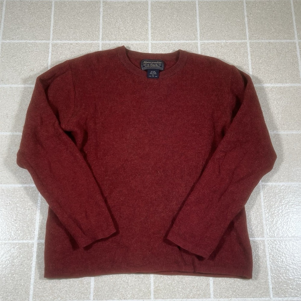 Vintage Y2K Abercrombie and Fitch Burnt Orange Thick Wool Sweater Size Men's XL